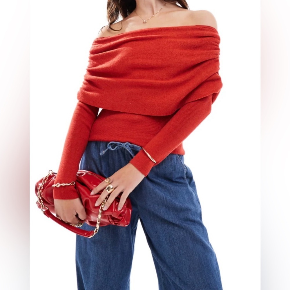Cotton On Off-Shoulder Red Sweater